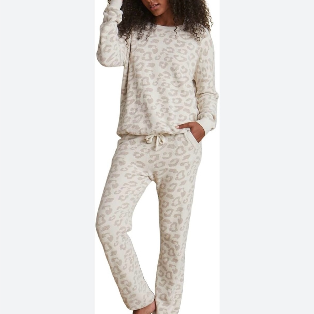 Barefoot Dreams Beige Animal Print Pajama Set